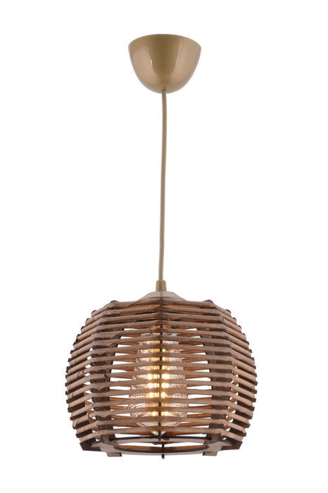 Opviq Lámpara de Madera con Tapa de Bambú Réplica Marrón